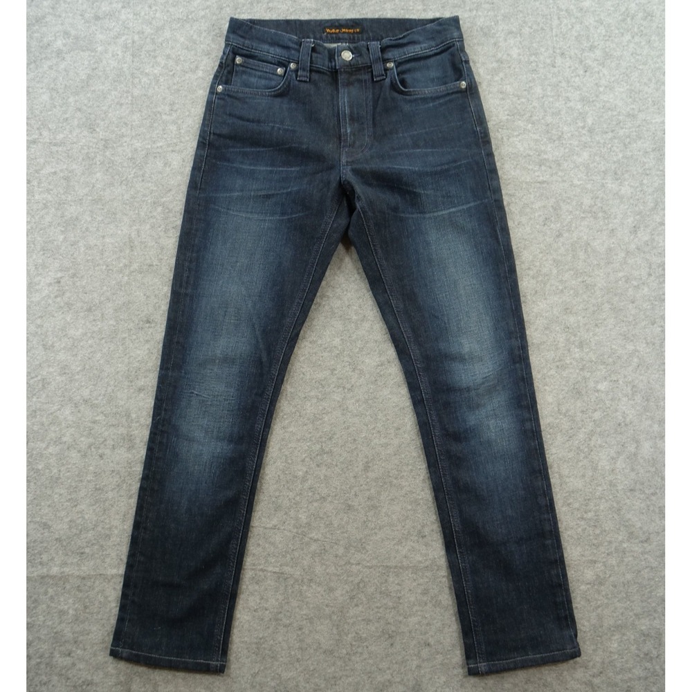 Nudie Jeans Mens 28 Blue Lean Dean Slim Straight Leg Mid Rise Organic - Picture 1 of 12
